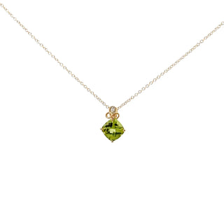 10K Yellow Gold Peridot and Diamond Pendant