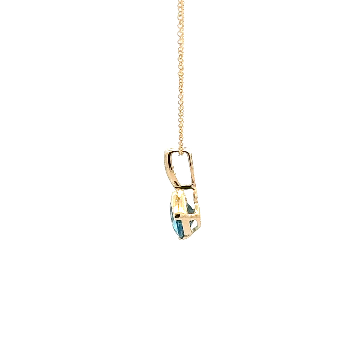 10K Yellow Swiss Blue Topaz and Diamond Pendant