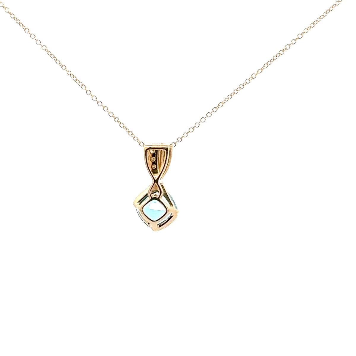 10K Yellow Swiss Blue Topaz and Diamond Pendant