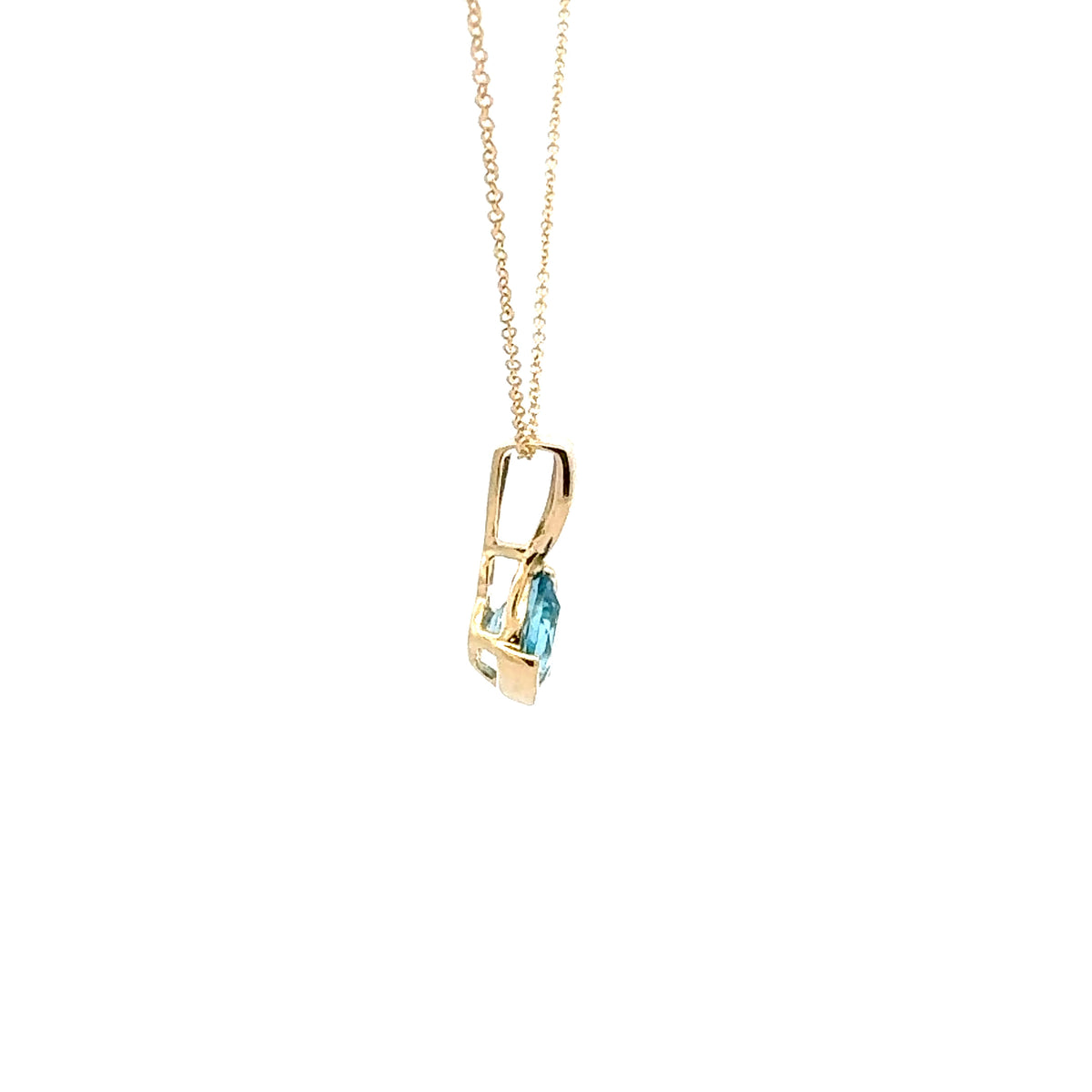 10K Yellow Swiss Blue Topaz and Diamond Pendant
