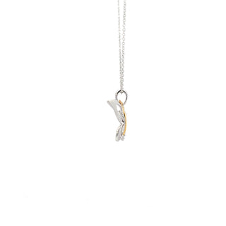 10K White Gold 0.02cttw Diamond Butterfly Two-Tone Pendant