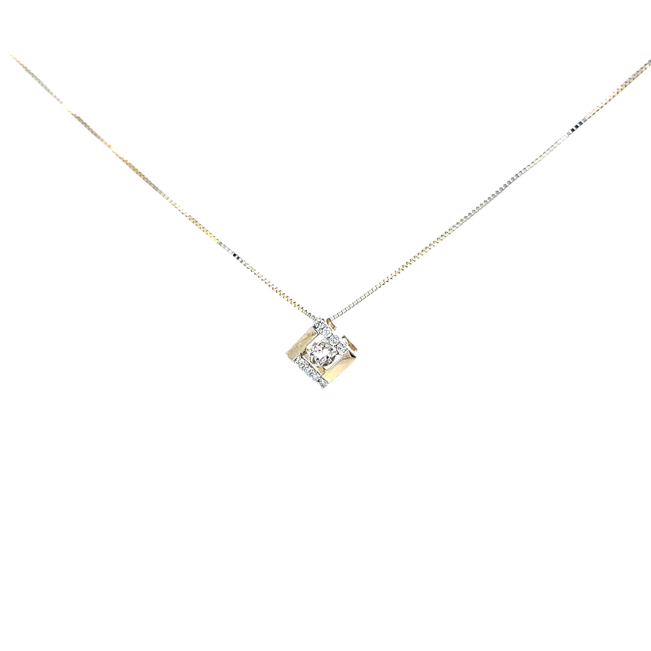 10K Yellow and White Gold Pulse Diamond Pendant