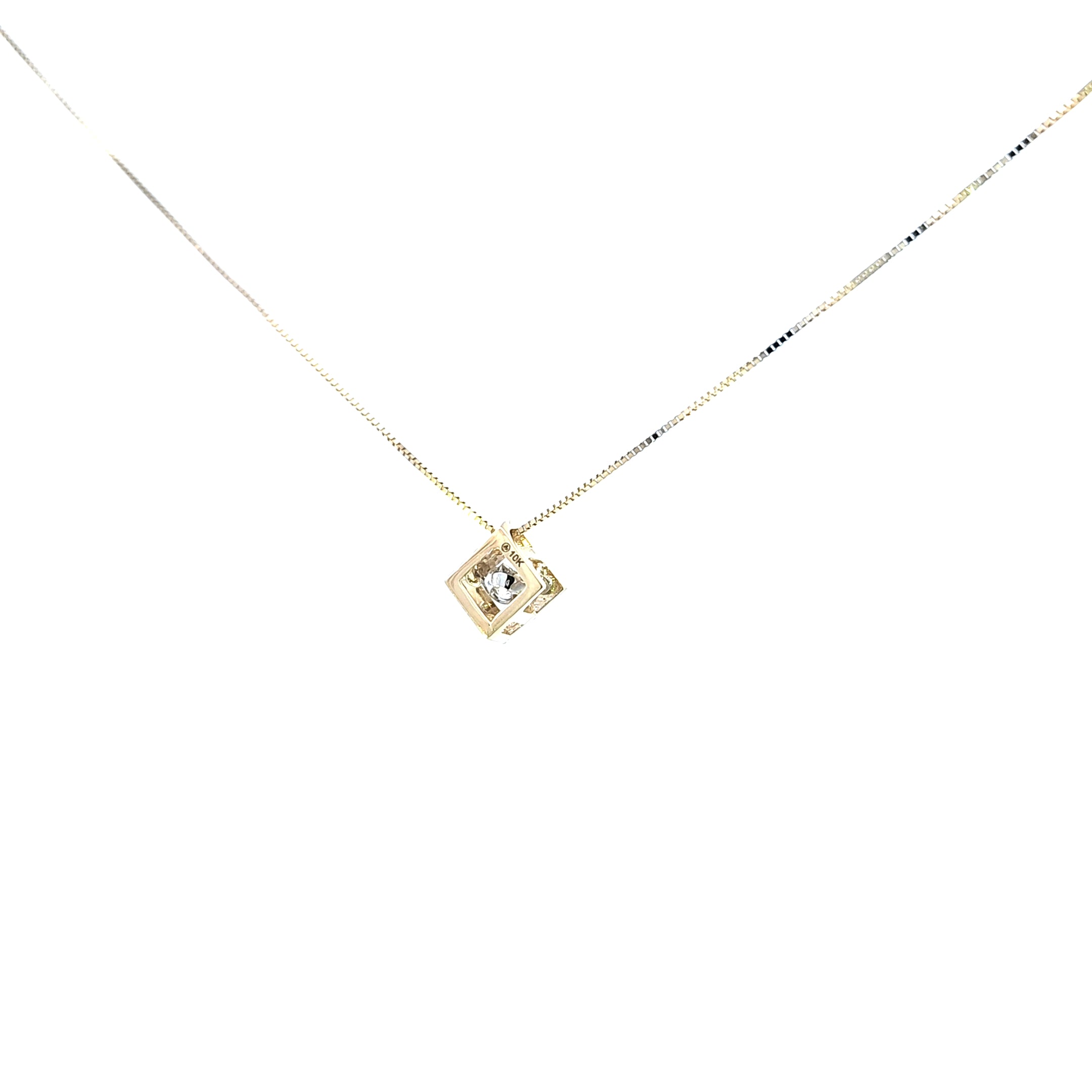 10K Yellow and White Gold Pulse Diamond Pendant