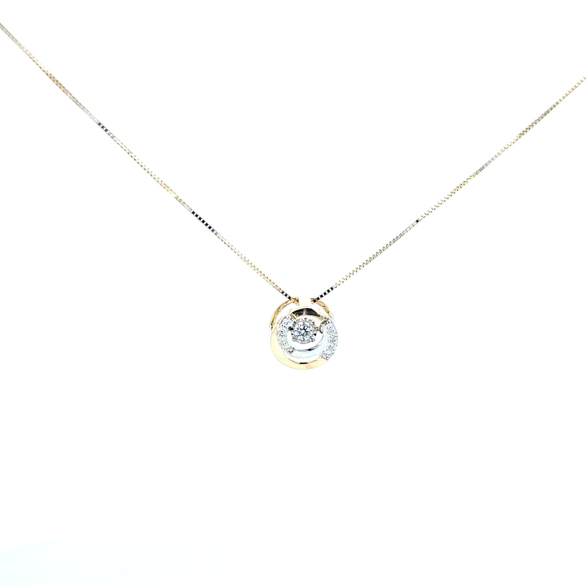 10K Yellow Gold and White Gold Pulse Diamond Necklace