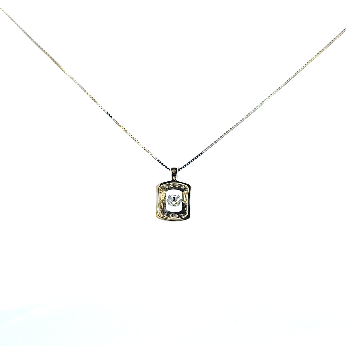 10K Yellow and White Gold Pulse Diamond Necklace