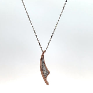10K Rose & White Gold 0.05cttw Diamond Necklace, 18"