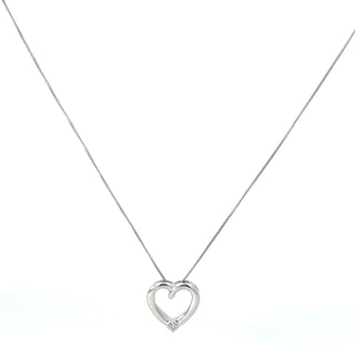 10K White Gold 0.02cttw Diamond Necklace, 18"