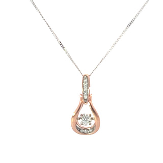 10K Rose & White Gold 0.06cttw Diamond Necklace, 18"
