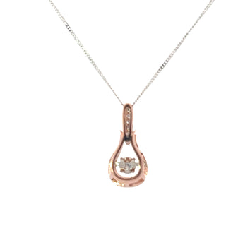 10K Rose & White Gold 0.06cttw Diamond Necklace, 18"