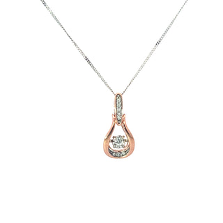 10K Rose & White Gold 0.06cttw Diamond Necklace, 18"