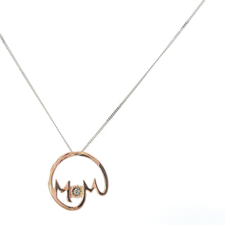 10K Rose & White Gold 0.04cttw Diamond Necklace, 18"