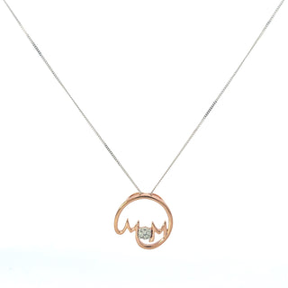 10K Rose & White Gold 0.04cttw Diamond Necklace, 18"
