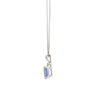 14K White Gold Tanzanite and Diamond Pendant, 18"