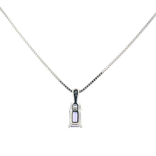 14K White Gold Tanzanite and Diamond Pendant, 18"