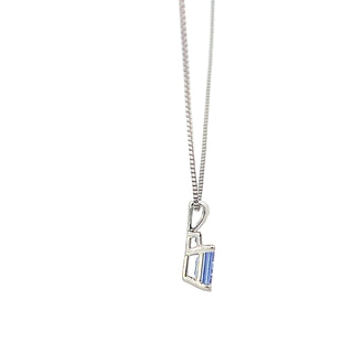 14K White Gold Tanzanite and Diamond Pendant, 18"