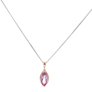 10K Rose Gold Genuine Pink Topaz and 0.03cttw Diamond Necklace, 18"