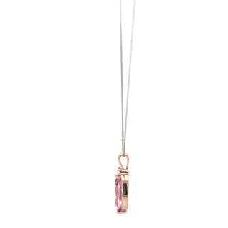 10K Rose Gold Genuine Pink Topaz and 0.03cttw Diamond Necklace, 18"