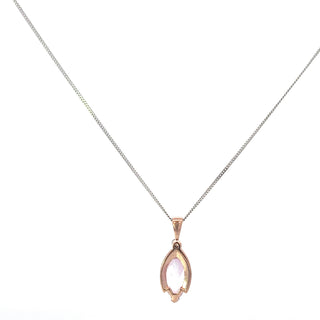 10K Rose Gold Genuine Pink Topaz and 0.03cttw Diamond Necklace, 18"