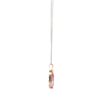 10K Rose Gold Genuine Pink Topaz and 0.03cttw Diamond Necklace, 18"