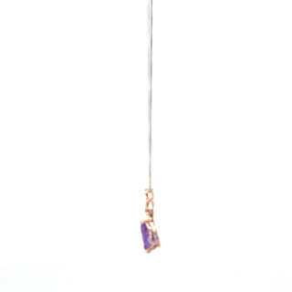 10K Rose and White Gold Amethyst and  Diamond Necklace 18"