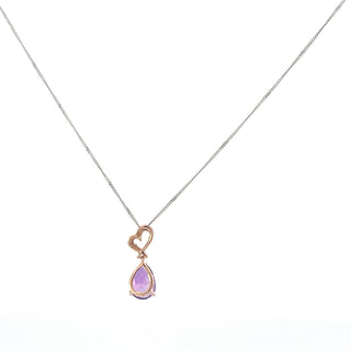 10K Rose and White Gold Amethyst and  Diamond Necklace 18"