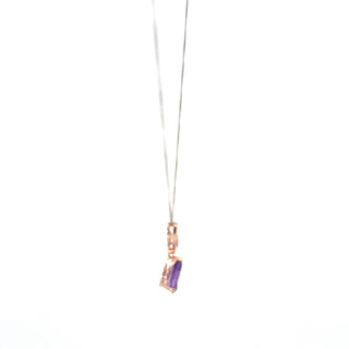 10K Rose and White Gold Amethyst and  Diamond Necklace 18"