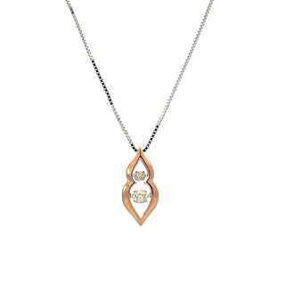 10K Rose and White Gold 0.20cttw Diamond Necklace, 18"