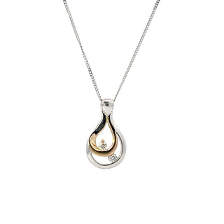 Colgante de diamantes de 0,05 quilates en oro blanco y amarillo de 10 quilates, 18"