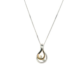 Colgante de diamantes de 0,05 quilates en oro blanco y amarillo de 10 quilates, 18"