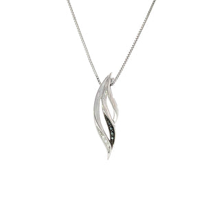 Sterling Silver Diamond Leaf Pendant Necklace