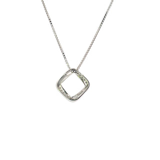 Sterling Silver Diamond Necklace - Rhomb Pendant