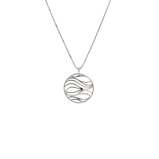 Sterling Silver  Waves Diamond Necklace