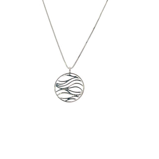 Sterling Silver  Waves Diamond Necklace