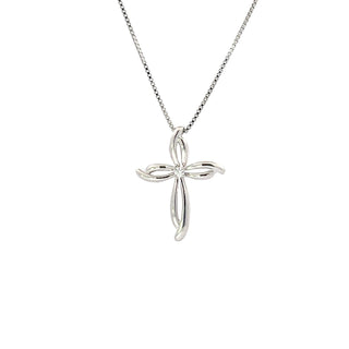 Sterling Silver Diamond Cross Necklace