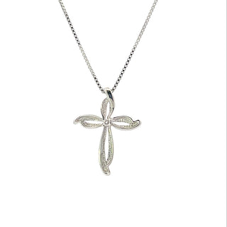 Sterling Silver Diamond Cross Necklace