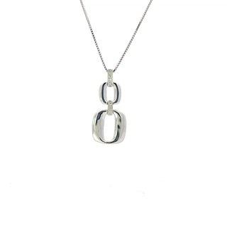 Sterling Silver Diamond Double O Necklace