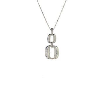 Sterling Silver Diamond Double O Necklace