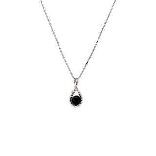 Sterling Silver Diamond and Black Pearl Necklace 18"