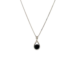 Sterling Silver Diamond and Black Pearl Necklace 18"