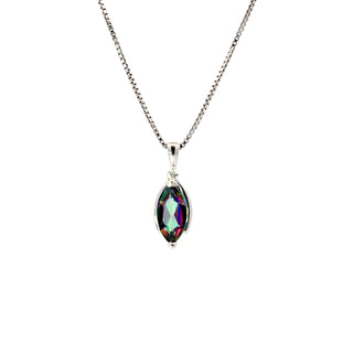 Sterling Silver Mystic Topaz + Diamond Necklace 18"