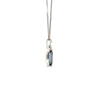 Sterling Silver Mystic Topaz + Diamond Necklace 18"