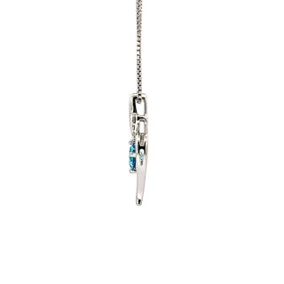 Sterling Silver Blue Topaz + Diamond Necklace 18"