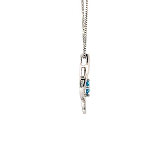 Sterling Silver Blue Topaz + Diamond Necklace 18"