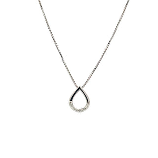 Sterling Silver Diamond Tear Drop Necklace 18"