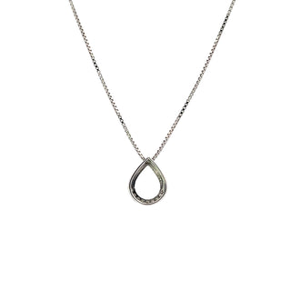 Sterling Silver Diamond Tear Drop Necklace 18"
