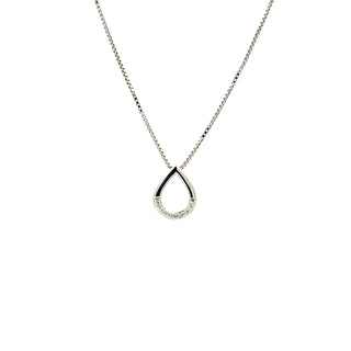 Sterling Silver Diamond Tear Drop Necklace 18"