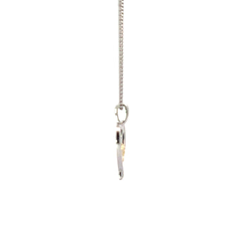 Sterling Silver and 10K Yellow Gold Double Heart Diamond Necklace 18"
