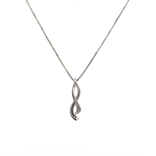 Sterling Silver Diamond Tie Necklace 18"