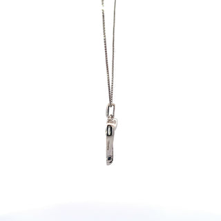 Sterling Silver Black & White Diamond Shadow Heart Necklace 18"