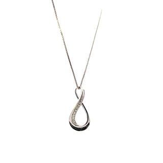 Sterling Silver Black & White Diamond Infinity Necklace 18"